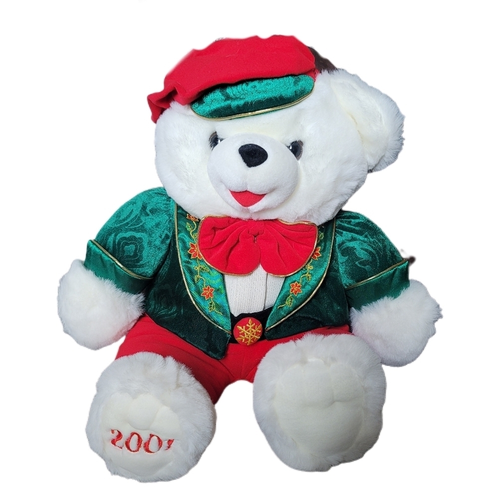 Vintage Snowflake Teddy 2001 Plush 23" Christmas Boy TB Trading Co